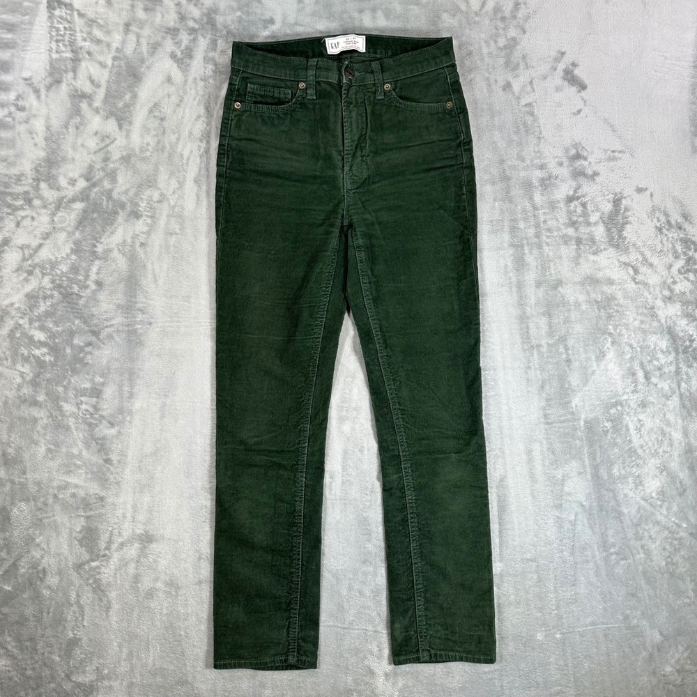 Gap Vintage Slim High Rise Corduroy Pants Womens Size 25/0R Forest Green